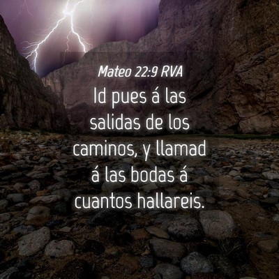 Picture 04 - Mateo 22:9 RVA - Id pues á las salidas de los caminos, y llamad - Bible Verse Picture
