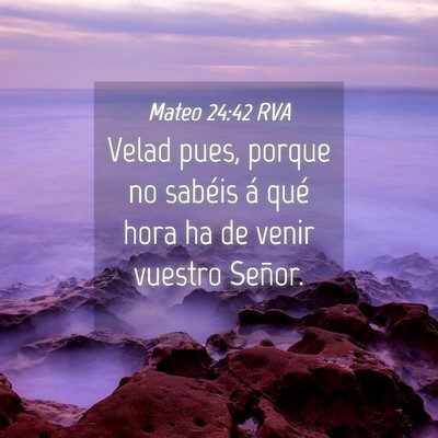 Picture 04 - Mateo 24:42 RVA - Velad pues, porque no sabéis á qué hora ha de - Bible Verse Picture