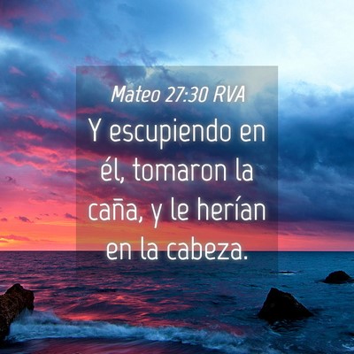 Picture 04 - Mateo 27:30 RVA - Y escupiendo en él, tomaron la caña, y le - Bible Verse Picture