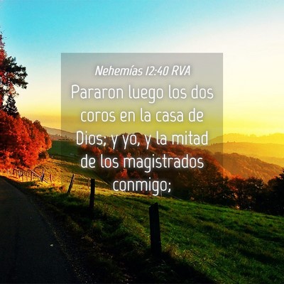 Picture 04 - Nehemías 12:40 RVA - Pararon luego los dos coros en la casa de Dios; y - Bible Verse Picture