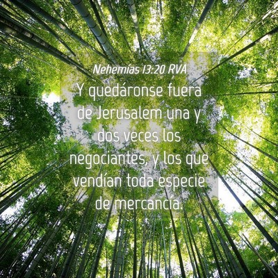Picture 04 - Nehemías 13:20 RVA - Y quedáronse fuera de Jerusalem una y dos veces - Bible Verse Picture