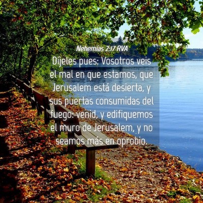 Picture 04 - Nehemías 2:17 RVA - Díjeles pues: Vosotros veis el mal en que - Bible Verse Picture