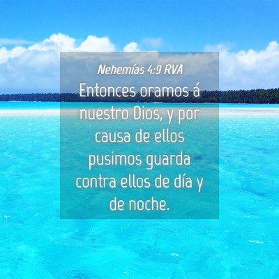 Picture 04 - Nehemías 4:9 RVA - Entonces oramos á nuestro Dios, y por causa de - Bible Verse Picture