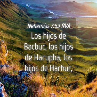 Picture 04 - Nehemías 7:53 RVA - Los hijos de Bacbuc, los hijos de Hacupha, los - Bible Verse Picture