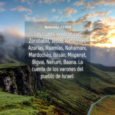 Picture 04 - Nehemías 7:7 RVA - Los cuales vinieron con Zorobabel, Jesuá, - Bible Verse Picture