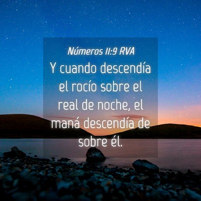 Picture 04 - Números 11:9 RVA - Y cuando descendía el rocío sobre el real de - Bible Verse Picture