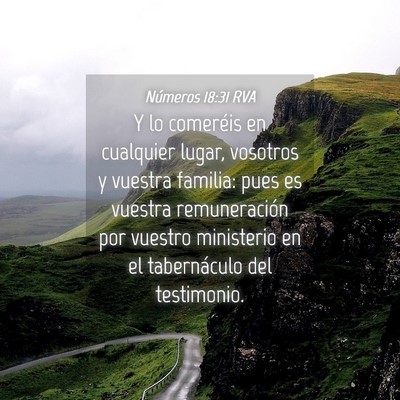 Picture 04 - Números 18:31 RVA - Y lo comeréis en cualquier lugar, vosotros y - Bible Verse Picture