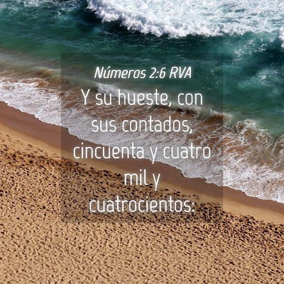 Picture 04 - Números 2:6 RVA - Y su hueste, con sus contados, cincuenta y cuatro - Bible Verse Picture