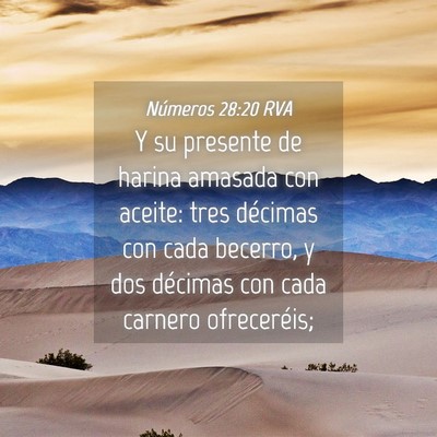 Picture 04 - Números 28:20 RVA - Y su presente de harina amasada con aceite: tres - Bible Verse Picture