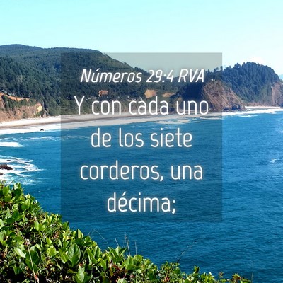 Picture 04 - Números 29:4 RVA - Y con cada uno de los siete corderos, una - Bible Verse Picture