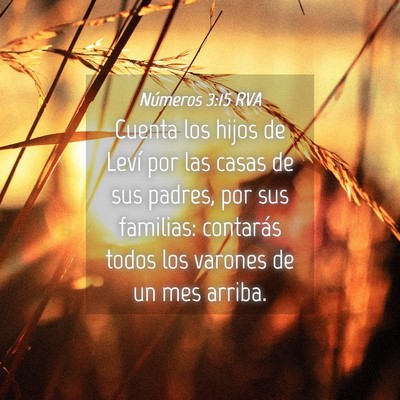 Picture 04 - Números 3:15 RVA - Cuenta los hijos de Leví por las casas de sus - Bible Verse Picture