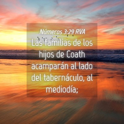 Picture 04 - Números 3:29 RVA - Las familias de los hijos de Coath acamparán al - Bible Verse Picture