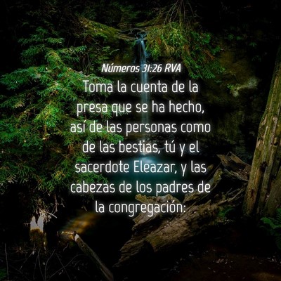 Picture 04 - Números 31:26 RVA - Toma la cuenta de la presa que se ha hecho, así - Bible Verse Picture