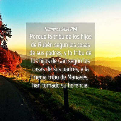 Picture 04 - Números 34:14 RVA - Porque la tribu de los hijos de Rubén según las - Bible Verse Picture