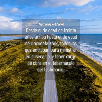 Picture 04 - Números 4:47 RVA - Desde el de edad de treinta años arriba hasta el - Bible Verse Picture