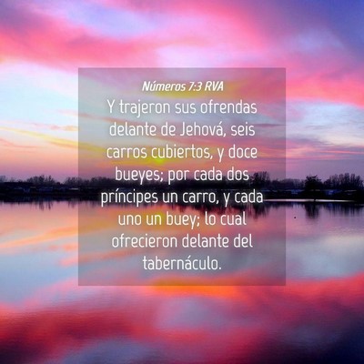 Picture 04 - Números 7:3 RVA - Y trajeron sus ofrendas delante de Jehová, seis - Bible Verse Picture