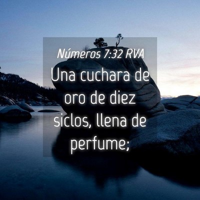 Picture 04 - Números 7:32 RVA - Una cuchara de oro de diez siclos, llena de - Bible Verse Picture