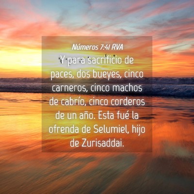 Picture 04 - Números 7:41 RVA - Y para sacrificio de paces, dos bueyes, cinco - Bible Verse Picture
