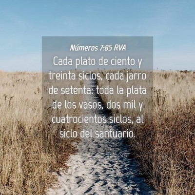 Picture 04 - Números 7:85 RVA - Cada plato de ciento y treinta siclos, cada jarro - Bible Verse Picture