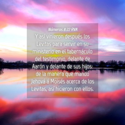 Picture 04 - Números 8:22 RVA - Y así vinieron después los Levitas para servir - Bible Verse Picture