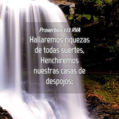 Picture 04 - Proverbios 1:13 RVA - Hallaremos riquezas de todas suertes, Henchiremos - Bible Verse Picture
