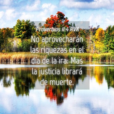 Picture 04 - Proverbios 11:4 RVA - No aprovecharán las riquezas en el día de la - Bible Verse Picture