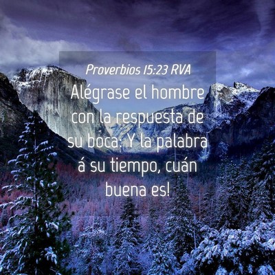 Picture 04 - Proverbios 15:23 RVA - Alégrase el hombre con la respuesta de su boca: - Bible Verse Picture