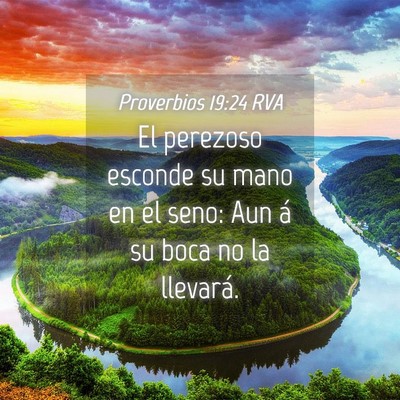Picture 04 - Proverbios 19:24 RVA - El perezoso esconde su mano en el seno: Aun á su - Bible Verse Picture