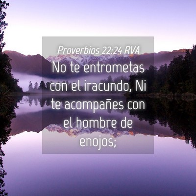 Picture 04 - Proverbios 22:24 RVA - No te entrometas con el iracundo, Ni te - Bible Verse Picture