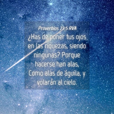Picture 04 - Proverbios 23:5 RVA - ¿Has de poner tus ojos en las riquezas, siendo - Bible Verse Picture