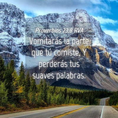 Picture 04 - Proverbios 23:8 RVA - Vomitarás la parte que tú comiste, Y perderás - Bible Verse Picture