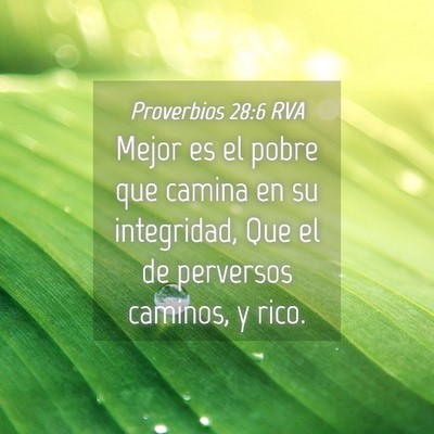 Picture 04 - Proverbios 28:6 RVA - Mejor es el pobre que camina en su integridad, - Bible Verse Picture