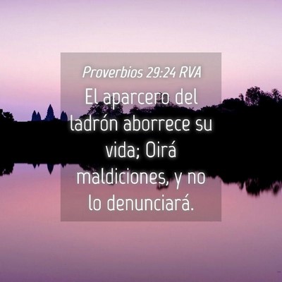 Picture 04 - Proverbios 29:24 RVA - El aparcero del ladrón aborrece su vida; Oirá - Bible Verse Picture