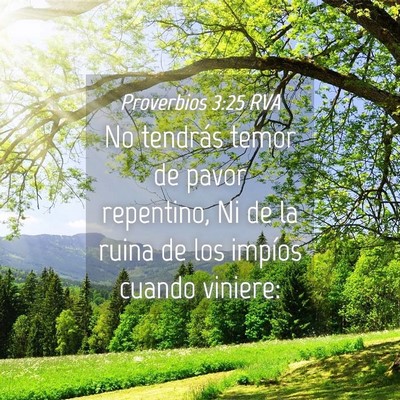 Picture 04 - Proverbios 3:25 RVA - No tendrás temor de pavor repentino, Ni de la - Bible Verse Picture
