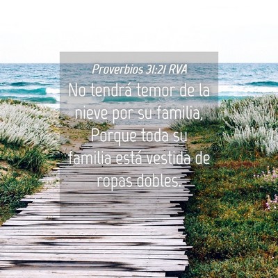 Picture 04 - Proverbios 31:21 RVA - No tendrá temor de la nieve por su familia, - Bible Verse Picture