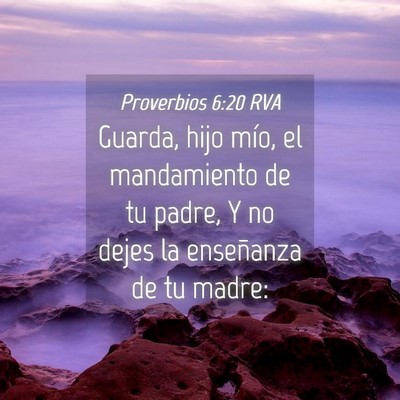 Picture 04 - Proverbios 6:20 RVA - Guarda, hijo mío, el mandamiento de tu padre, Y - Bible Verse Picture