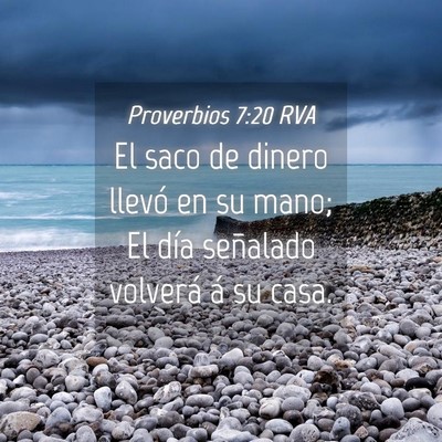 Picture 04 - Proverbios 7:20 RVA - El saco de dinero llevó en su mano; El día - Bible Verse Picture