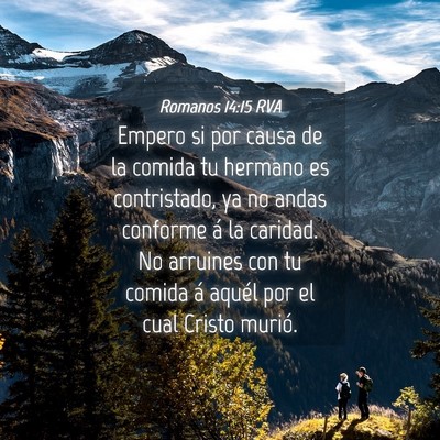Picture 04 - Romanos 14:15 RVA - Empero si por causa de la comida tu hermano es - Bible Verse Picture