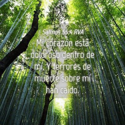 Picture 04 - Salmos 55:4 RVA - Mi corazón está doloroso dentro de mí, Y - Bible Verse Picture