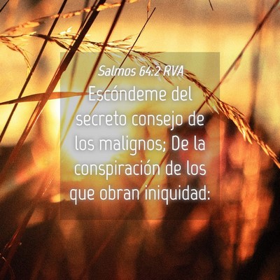 Picture 04 - Salmos 64:2 RVA - Escóndeme del secreto consejo de los malignos; - Bible Verse Picture