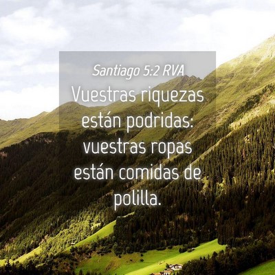 Picture 04 - Santiago 5:2 RVA - Vuestras riquezas están podridas: vuestras ropas - Bible Verse Picture