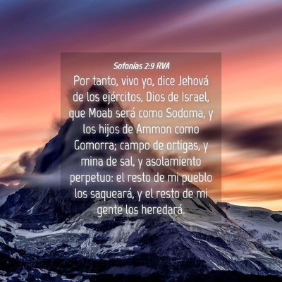 Picture 04 - Sofonías 2:9 RVA - Por tanto, vivo yo, dice Jehová de los - Bible Verse Picture
