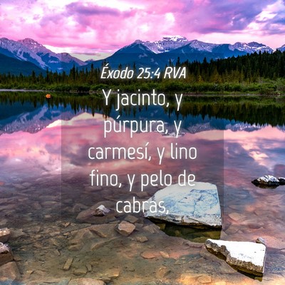 Picture 04 - Éxodo 25:4 RVA - Y jacinto, y púrpura, y carmesí, y lino fino, y - Bible Verse Picture