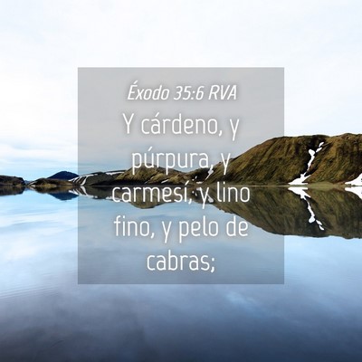 Picture 04 - Éxodo 35:6 RVA - Y cárdeno, y púrpura, y carmesí, y lino fino, - Bible Verse Picture