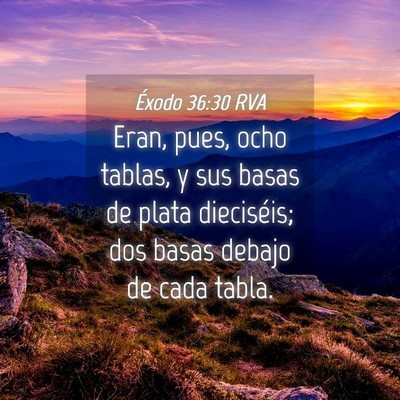Picture 04 - Éxodo 36:30 RVA - Eran, pues, ocho tablas, y sus basas de plata - Bible Verse Picture