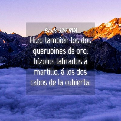 Picture 04 - Éxodo 37:7 RVA - Hizo también los dos querubines de oro, hízolos - Bible Verse Picture