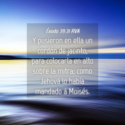 Picture 04 - Éxodo 39:31 RVA - Y pusieron en ella un cordón de jacinto, para - Bible Verse Picture