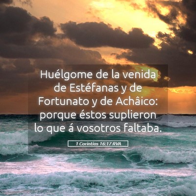 Picture 05 - 1 Corintios 16:17 RVA - Huélgome de la venida de Estéfanas y de - Bible Verse Picture