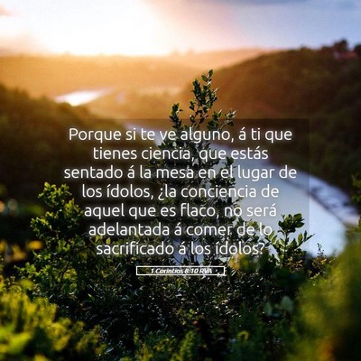 Picture 05 - 1 Corintios 8:10 RVA - Porque si te ve alguno, á ti que tienes ciencia, - Bible Verse Picture