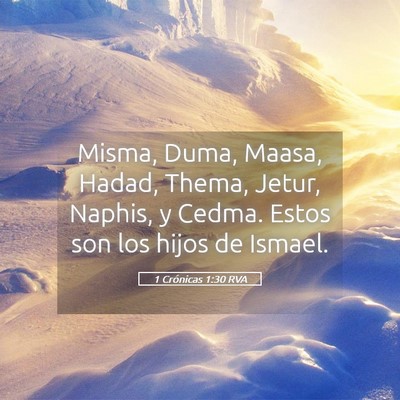 Picture 05 - 1 Crónicas 1:30 RVA - Misma, Duma, Maasa, Hadad, Thema, Jetur, Naphis, - Bible Verse Picture